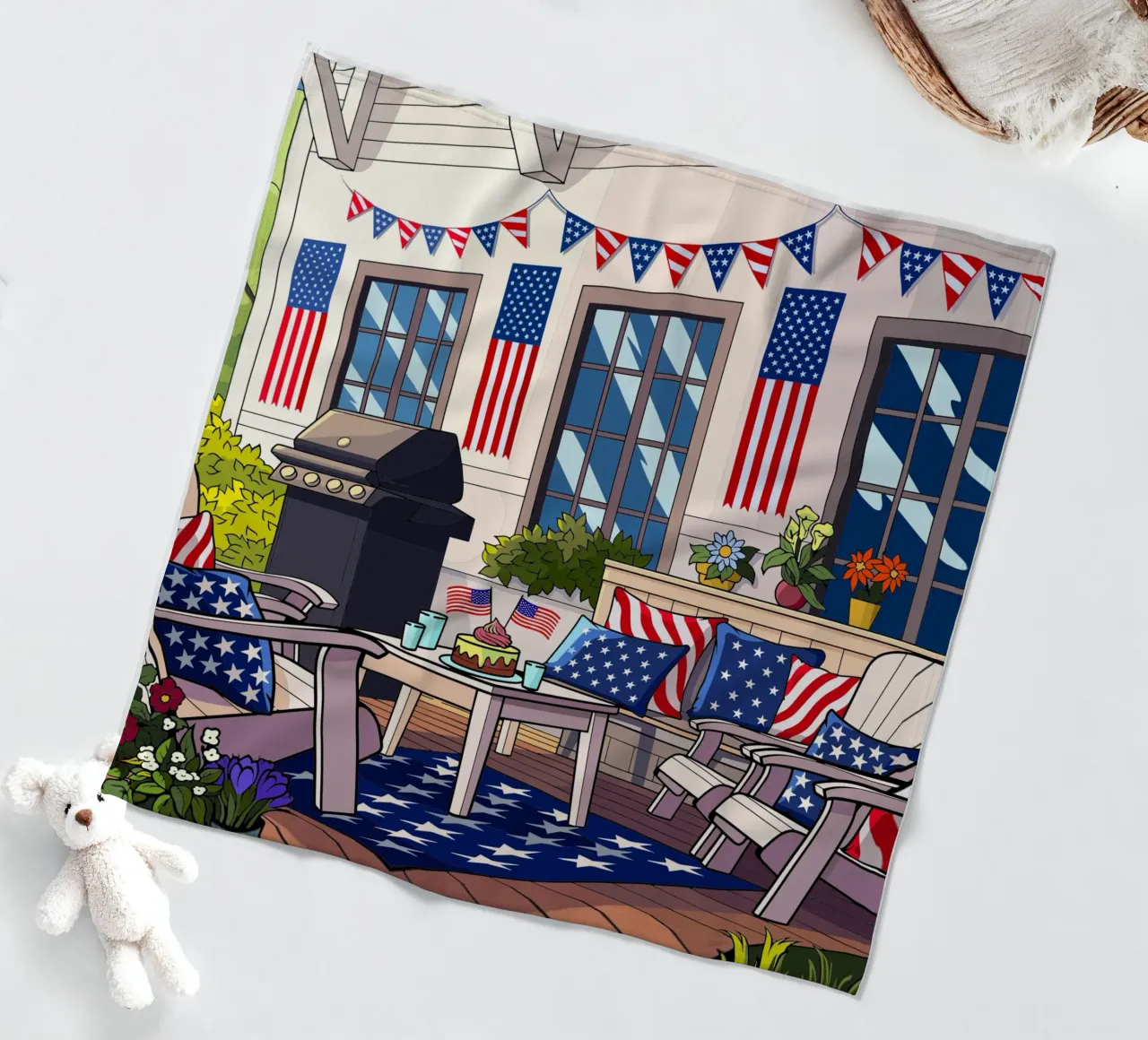 American Spirit fleece blanket by Fanya Art