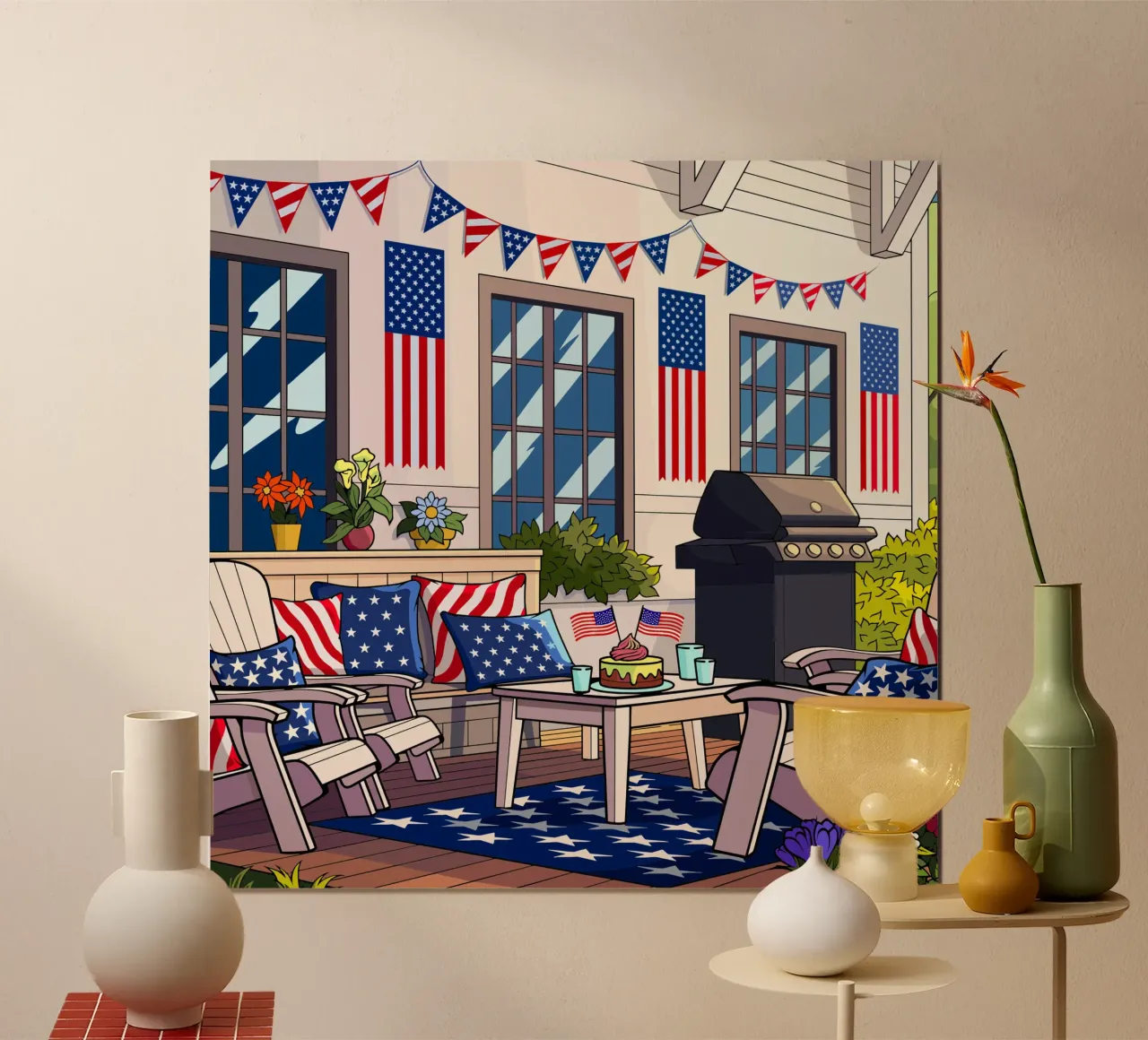 Spirito americano poster con telaio in alluminio da Fanya Art