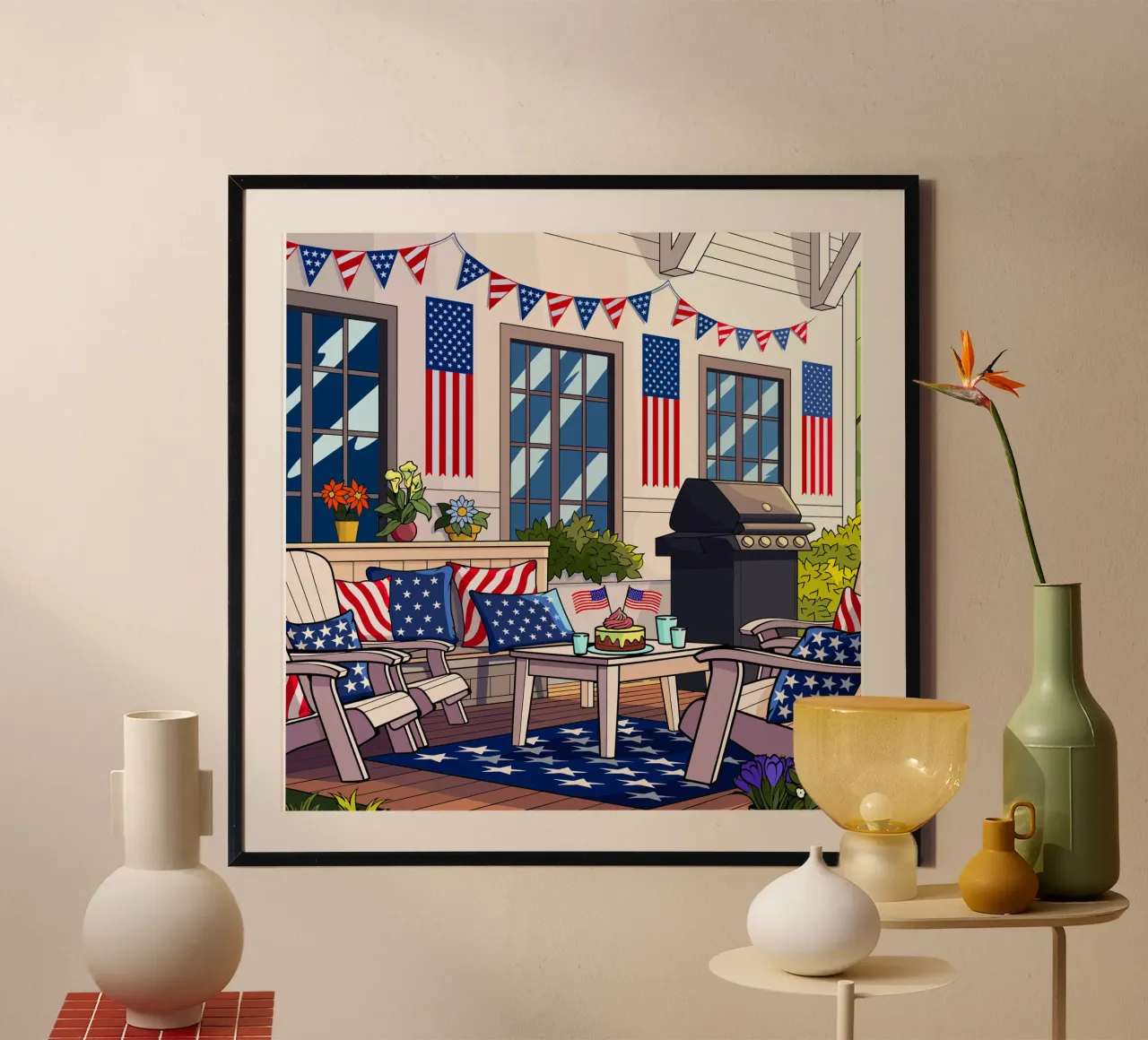 Spirito americano poster con telaio in alluminio da Fanya Art