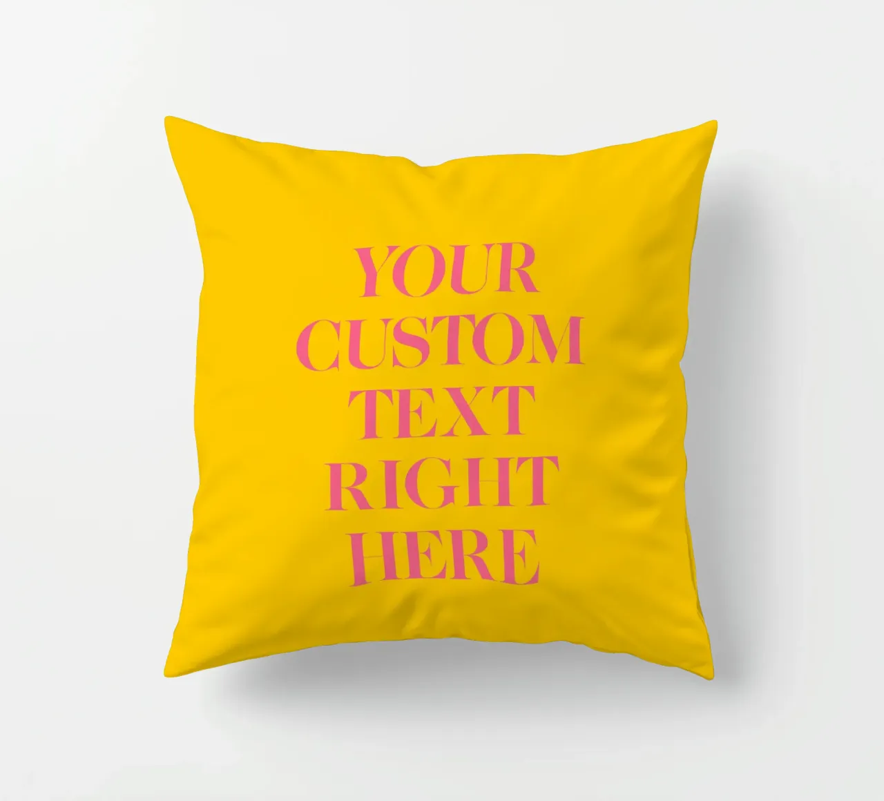 Custom text in pink on yellow cuscino da WORTSPIEL