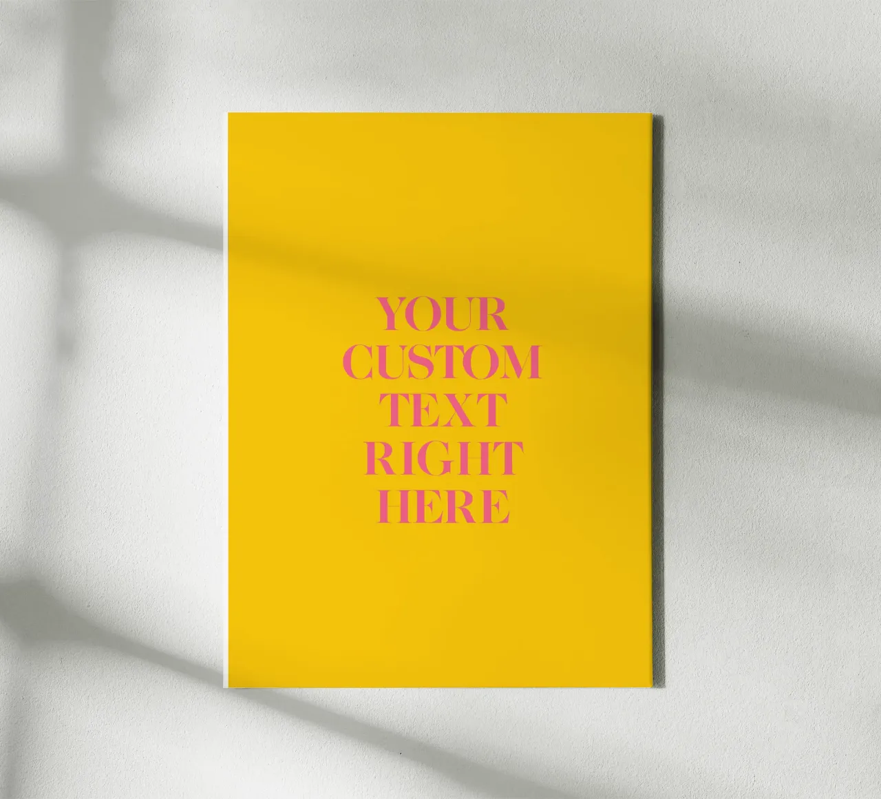 Custom text in pink on yellow Leinwand von WORTSPIEL