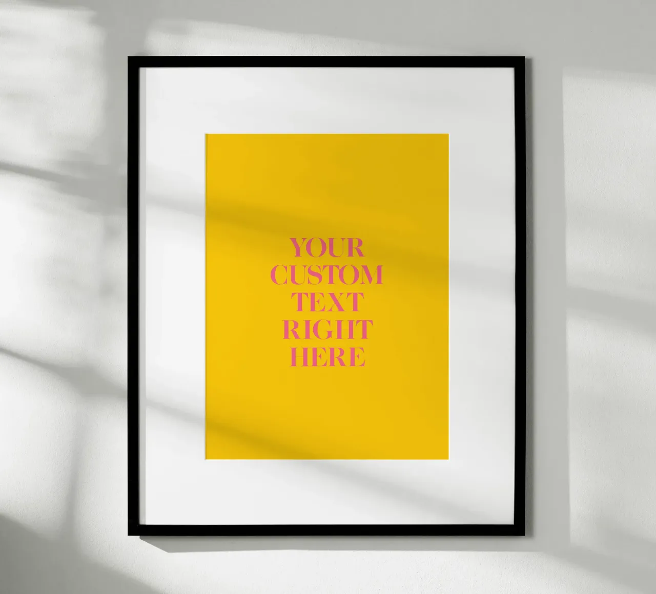 Custom text in pink on yellow Hahnemühle von WORTSPIEL