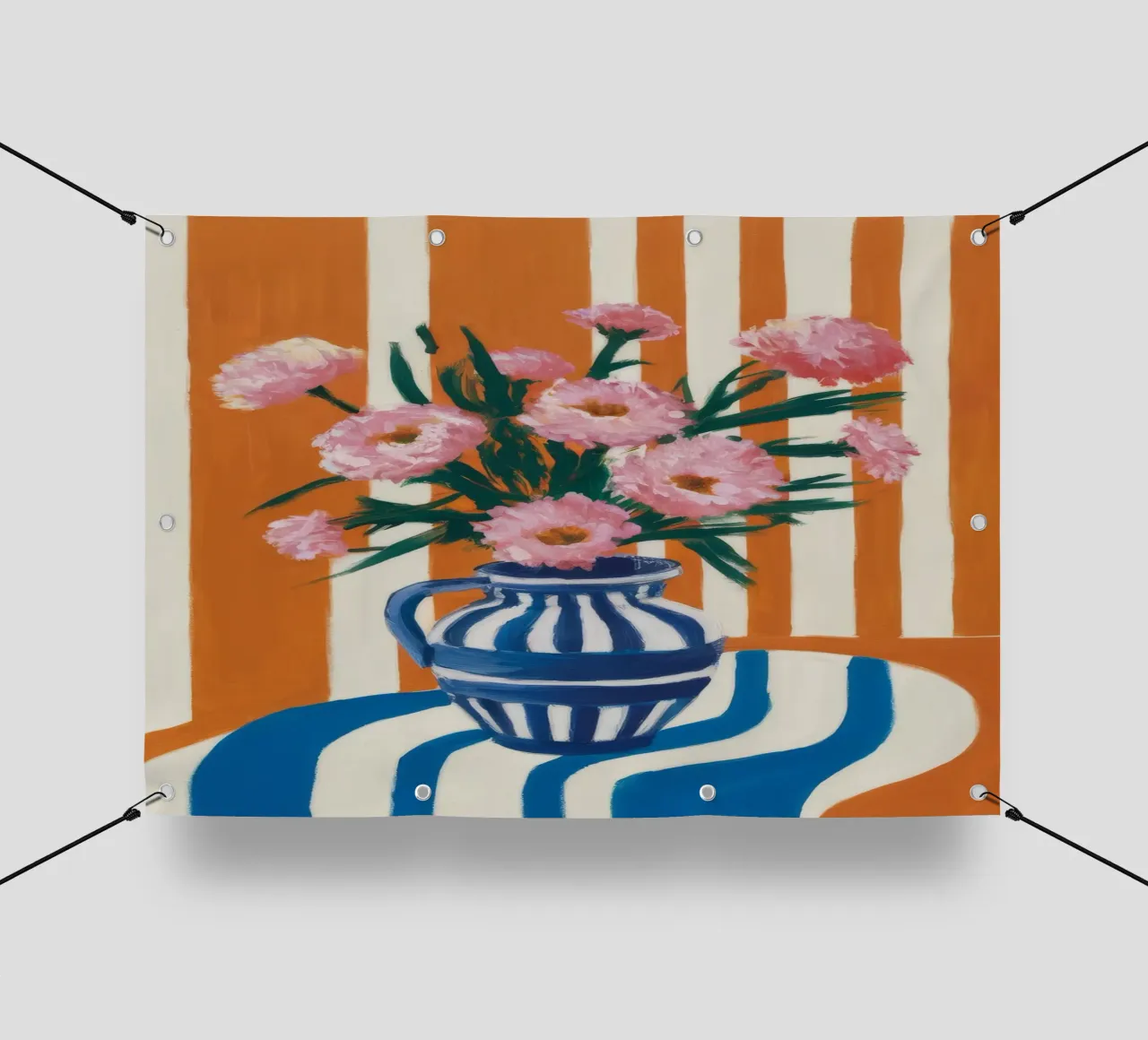 Vaso ondulato Fiori rosa telo in pvc da Stone Decade