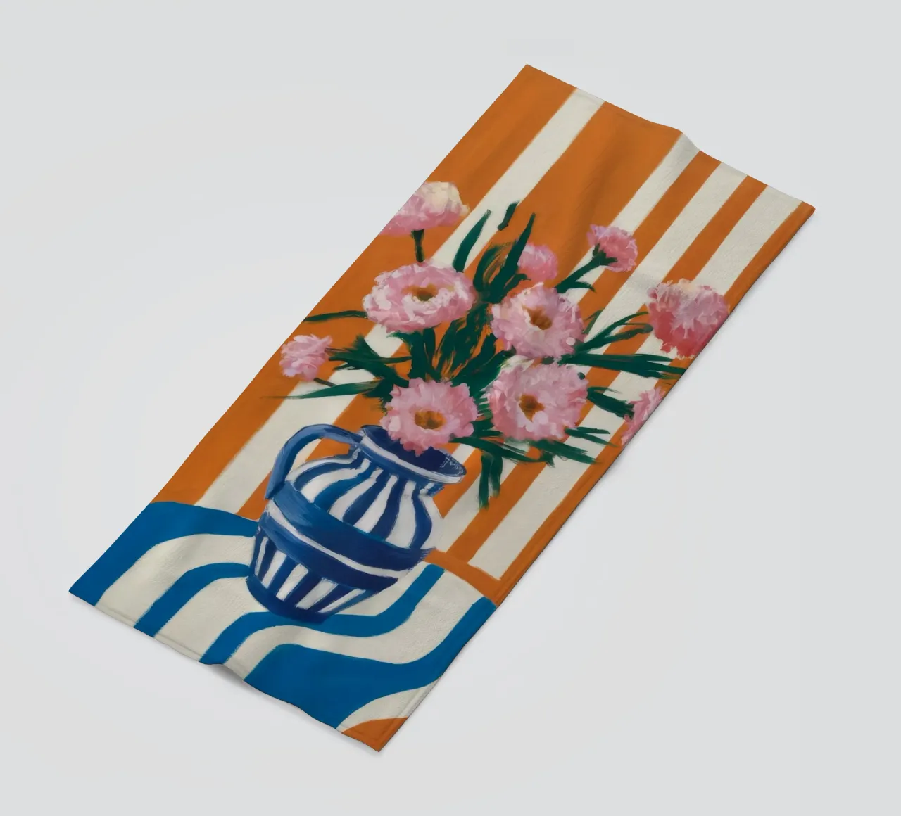 Vaso ondulato Fiori rosa telo mare da Stone Decade