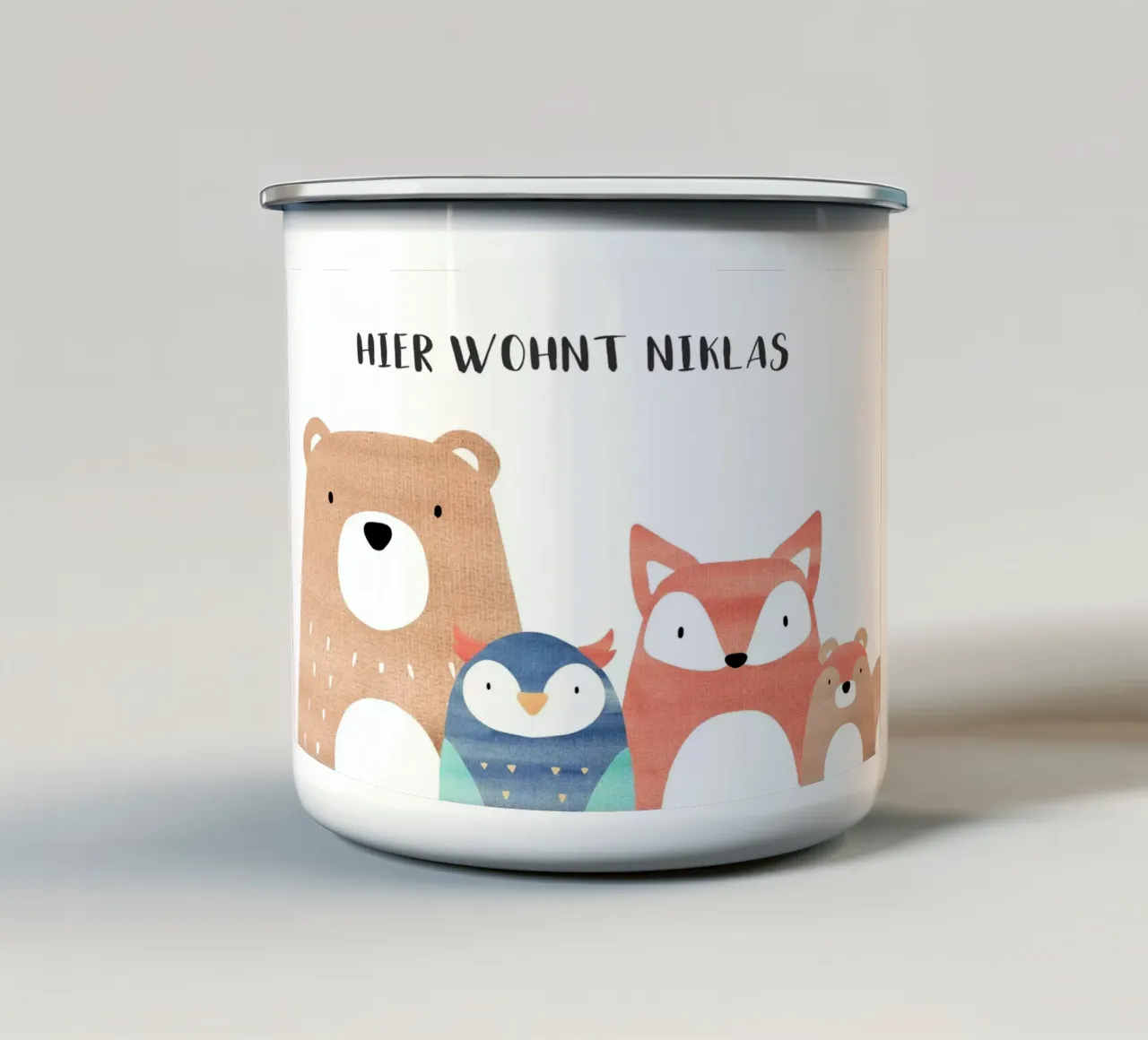 Waldfreunde mit Wunschname tazza in smalto da BAINAI KIDS