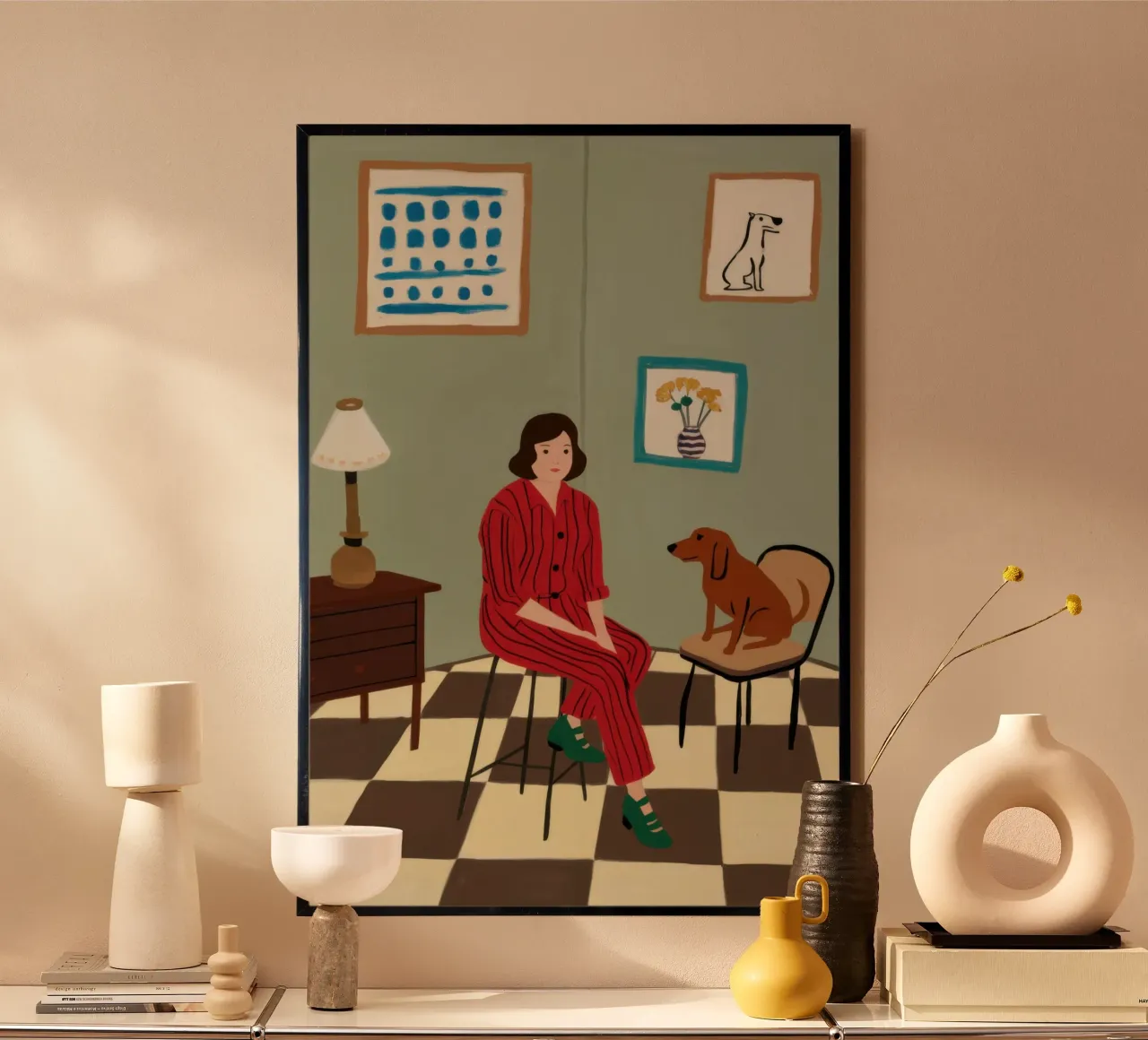 Cane da sedia a scacchi poster con telaio in alluminio da Marigold Tiga