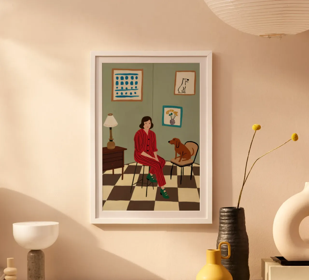 Cane da sedia a scacchi poster con telaio in alluminio da Marigold Tiga
