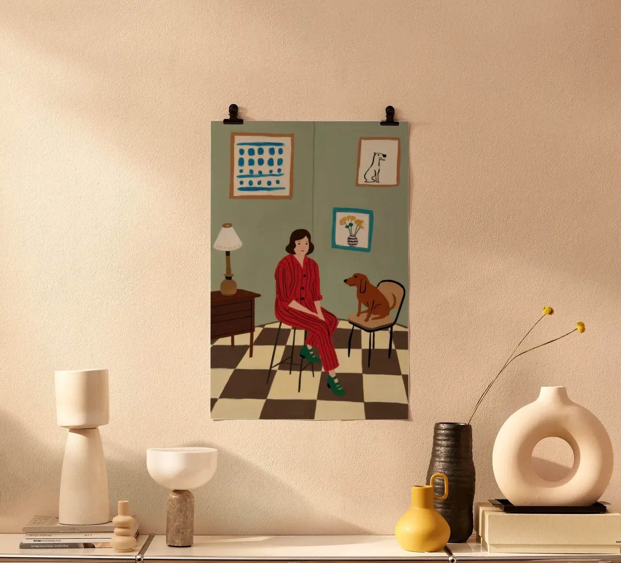 Cane da sedia a scacchi poster con telaio in alluminio da Marigold Tiga