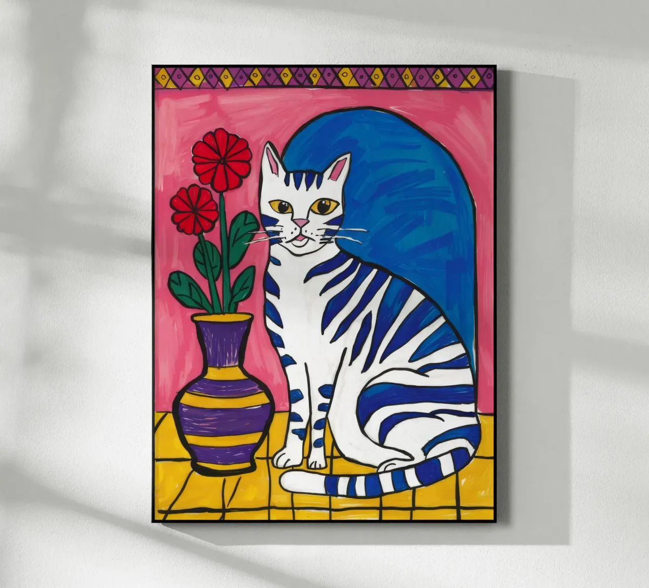 Gatto a righe Vaso blu plexiglass da Stone Decade