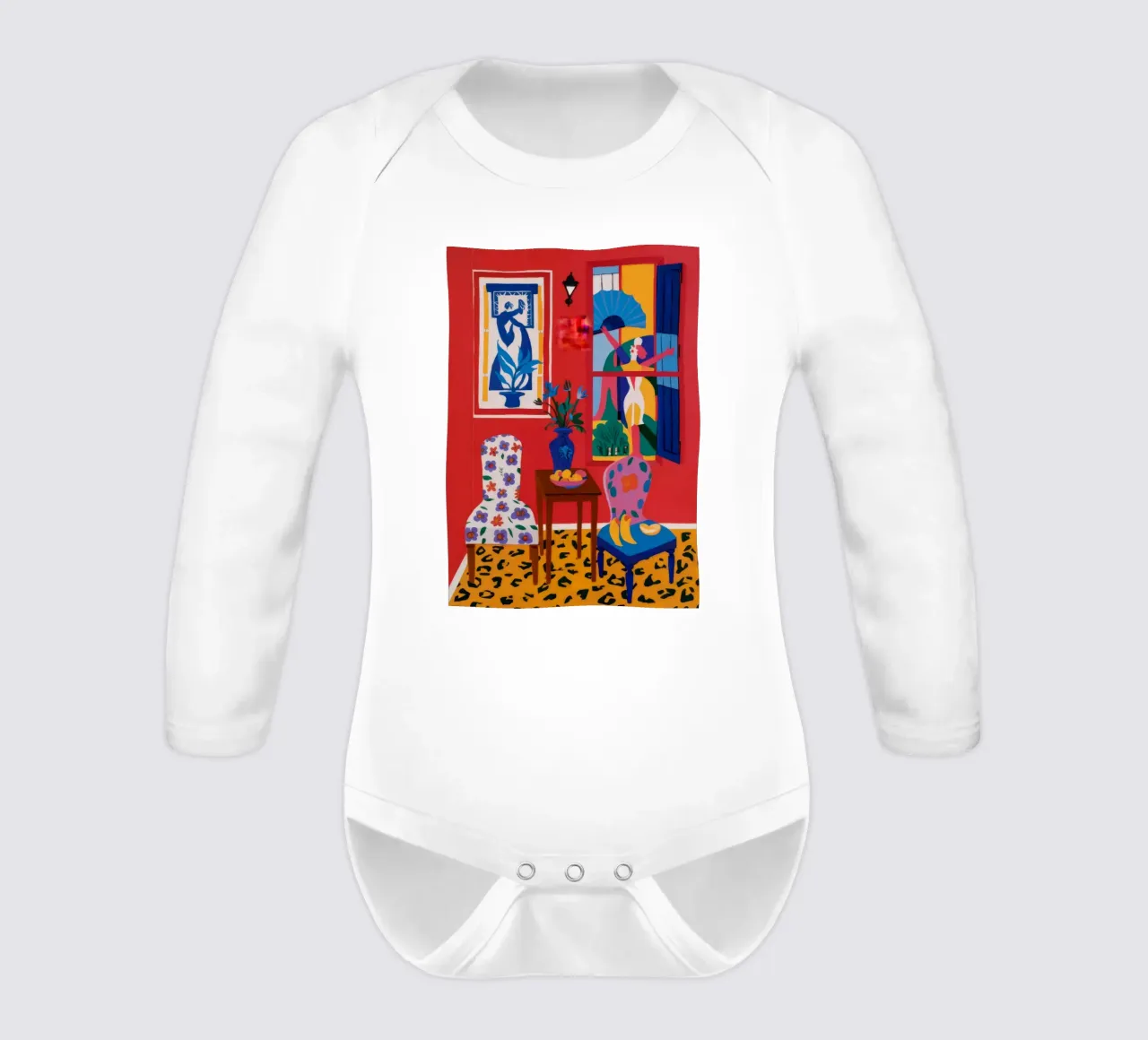 Maraouda Inspired Interior long-sleeve baby romper by Stone Decade