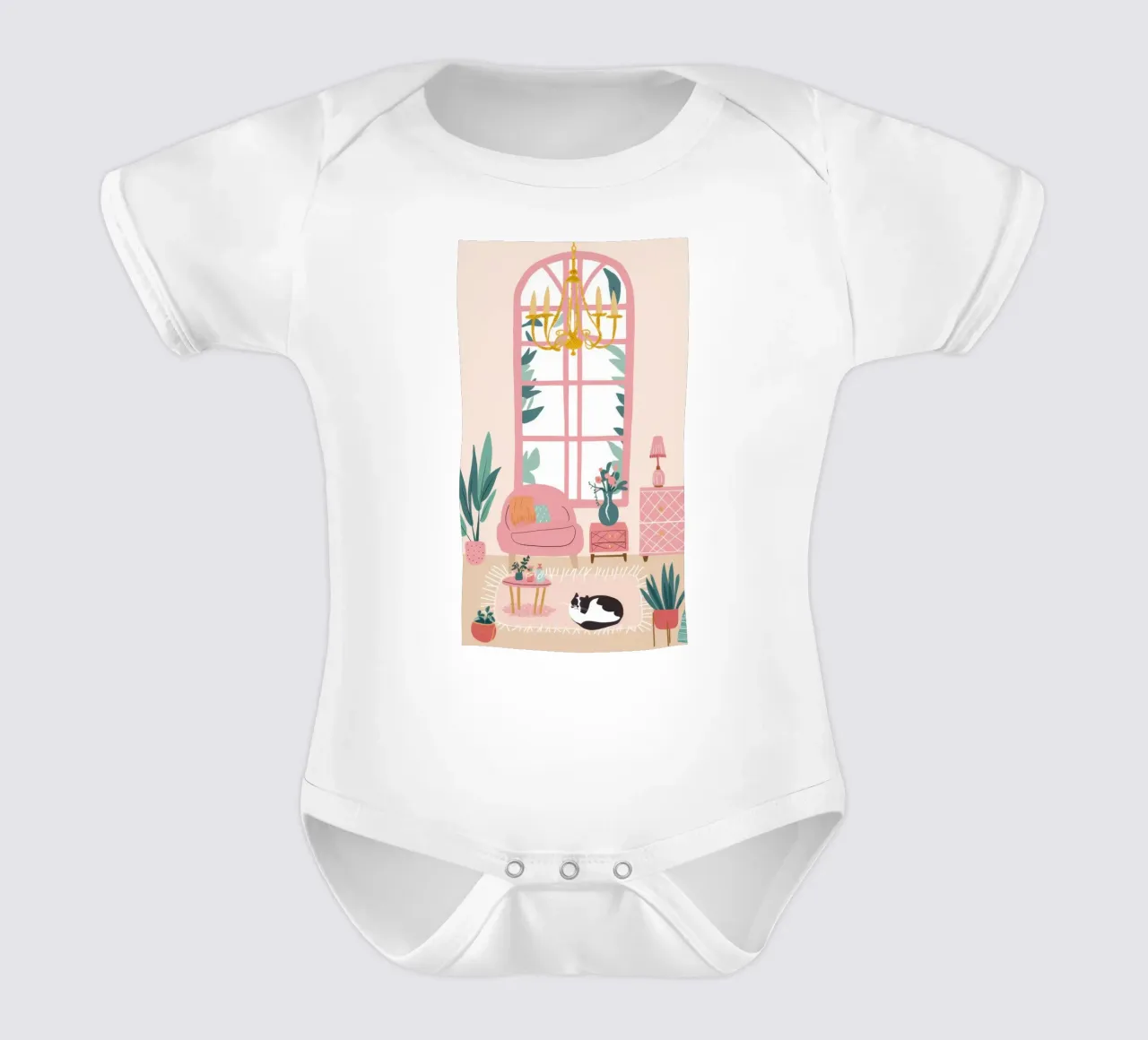 Gewölbtes Fenster Katzenschlaf Kurzarm Babybody von Marigold Tiga