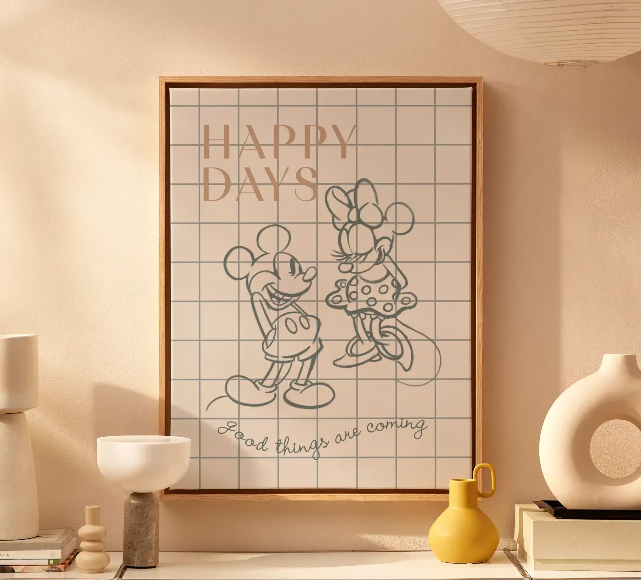 Happy Days - Minnie & Mickey tela con Cornice a cassetta da Mickey Mouse