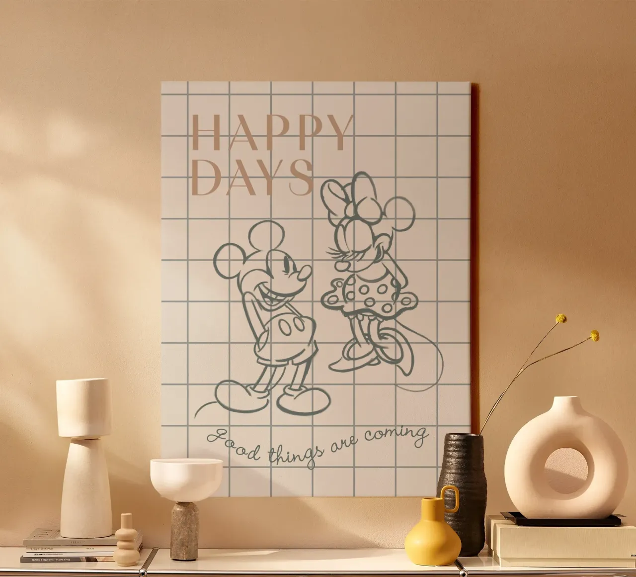 Happy Days - Minnie & Mickey tela con Cornice a cassetta da Mickey Mouse