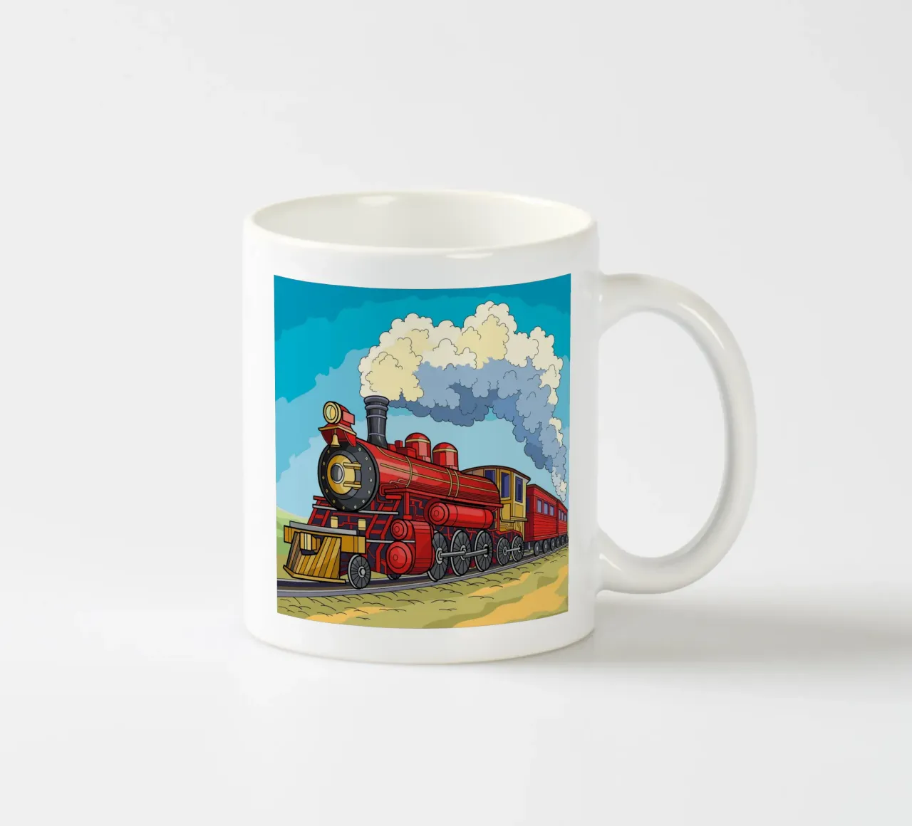 Treno d'epoca sui binari tazza in ceramica da Fanya Art
