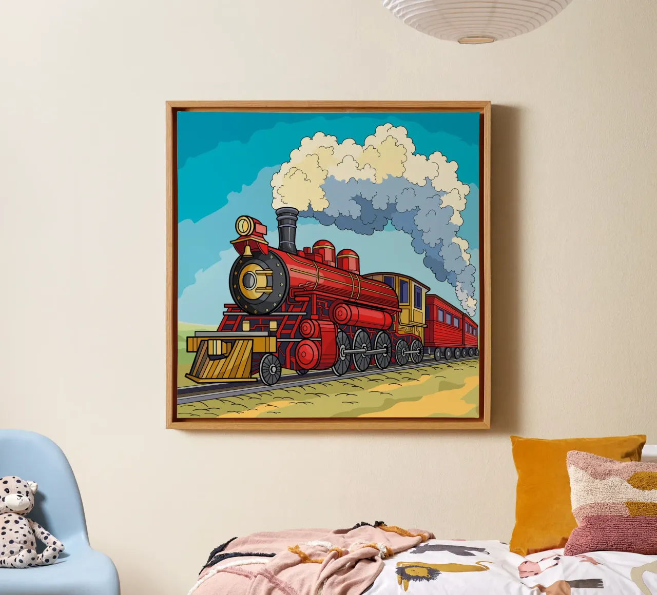 Treno d'epoca sui binari tela con Cornice a cassetta da Fanya Art