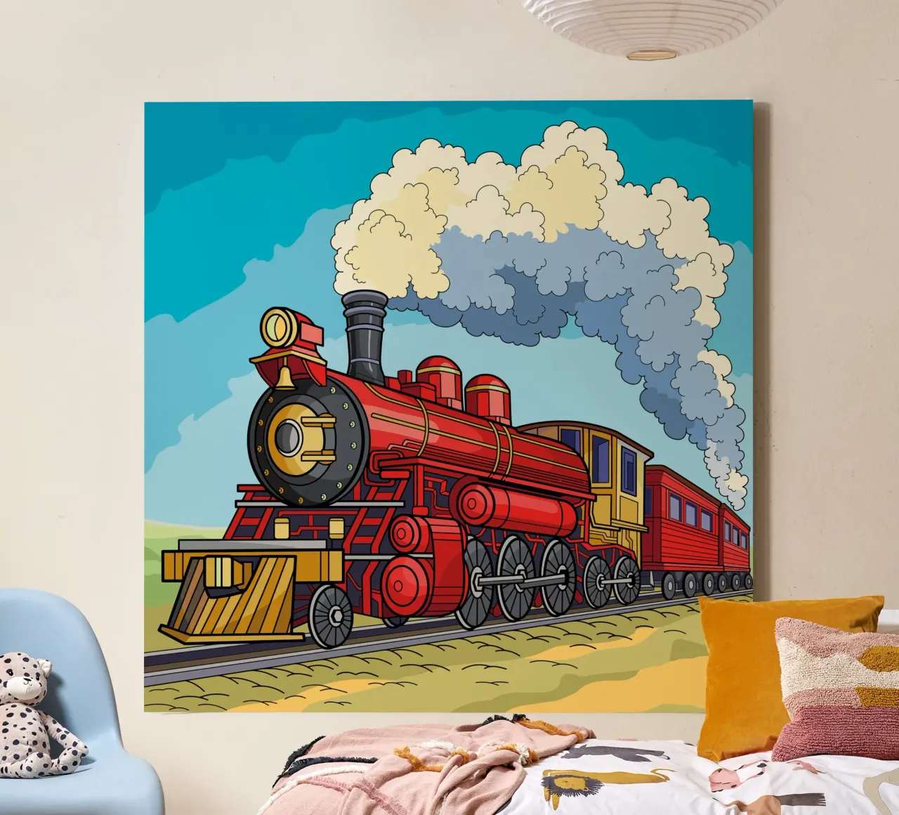 Treno d'epoca sui binari tela con Cornice a cassetta da Fanya Art