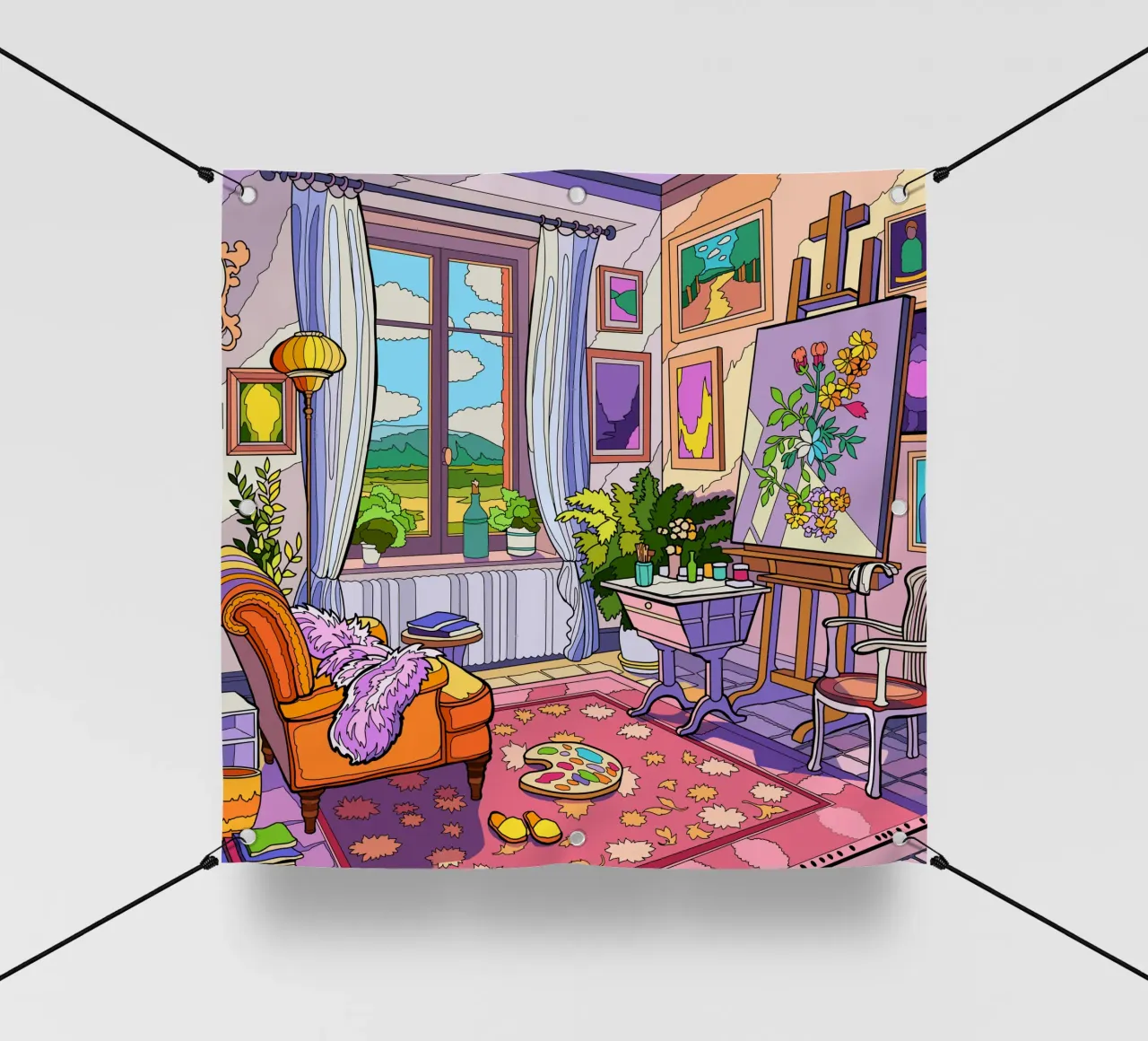 Camera con vista telo in pvc da Fanya Art