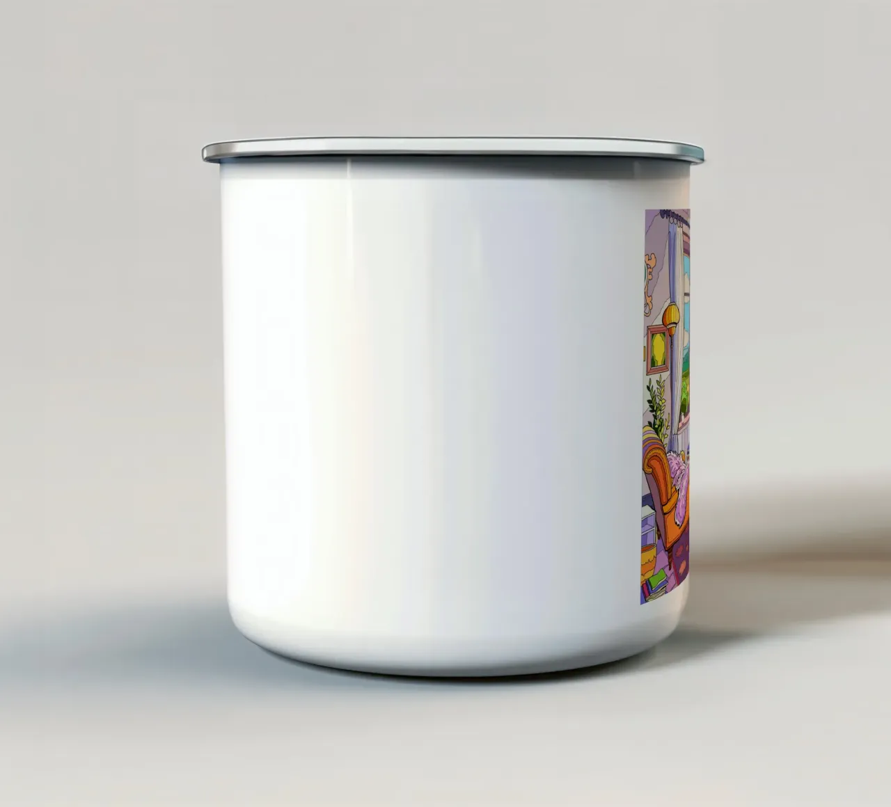 Camera con vista tazza in smalto da Fanya Art