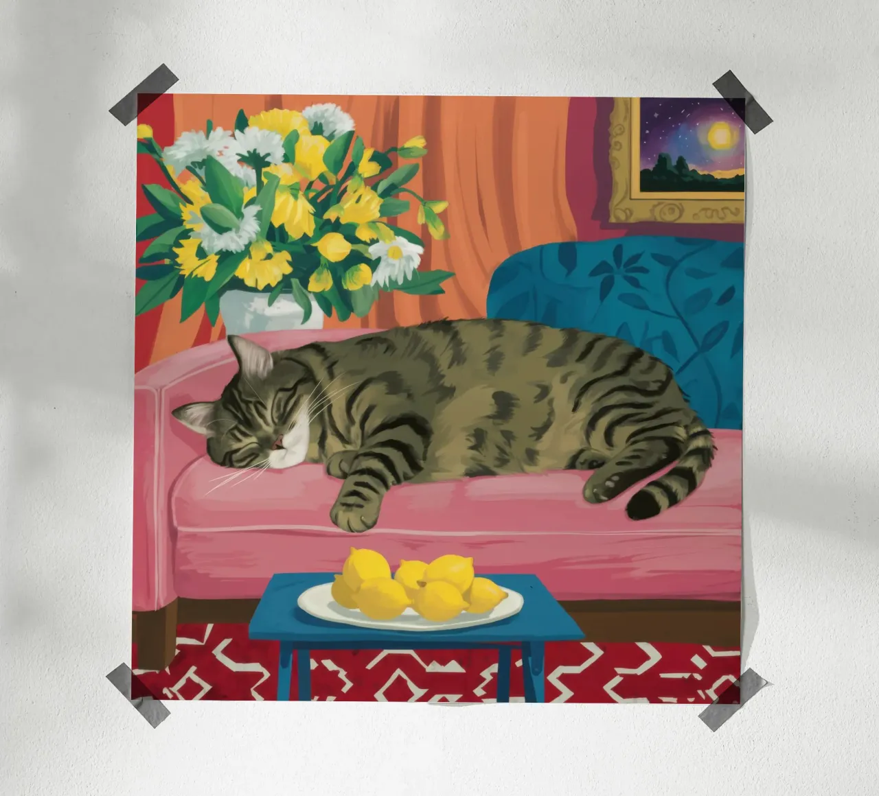 Gemusterte Strumpfhose Wein Poster von Marigold Tiga