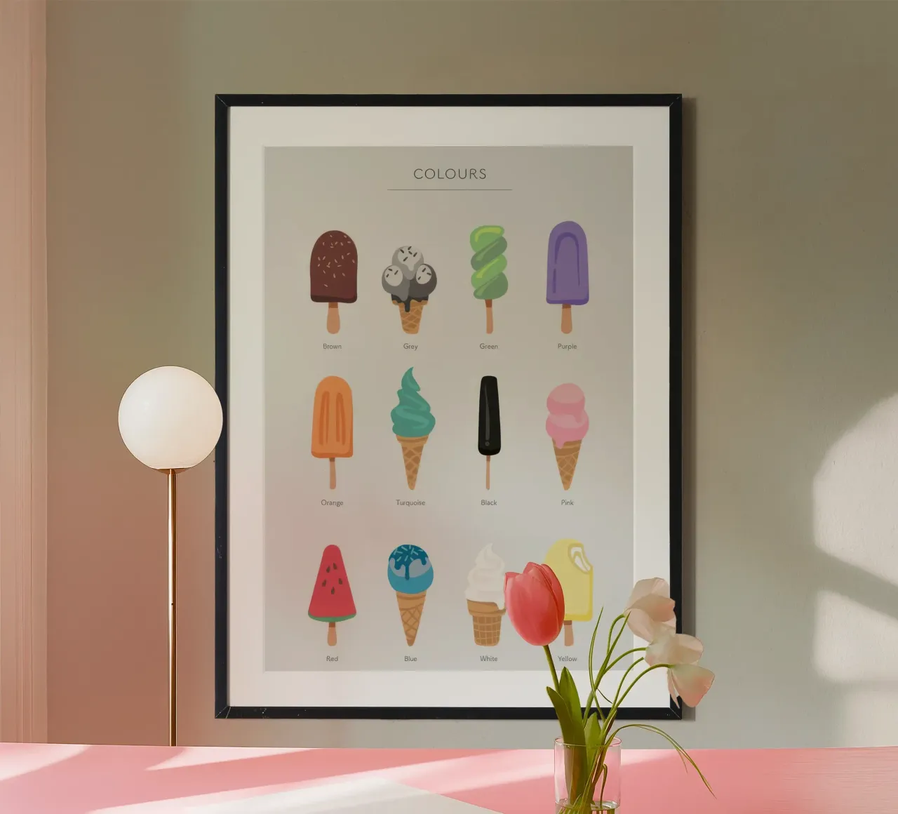 Colori del gelato poster con telaio in plastica da KIds Idea