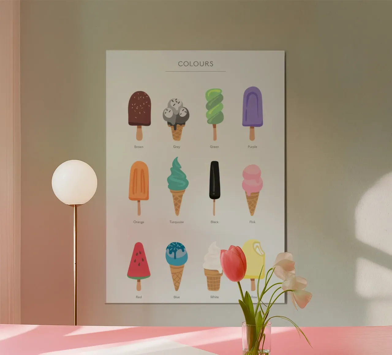 Colori del gelato poster con telaio in plastica da KIds Idea