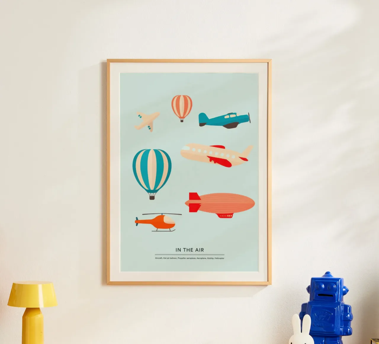 Nell'aria poster con telaio in legno da KIds Idea