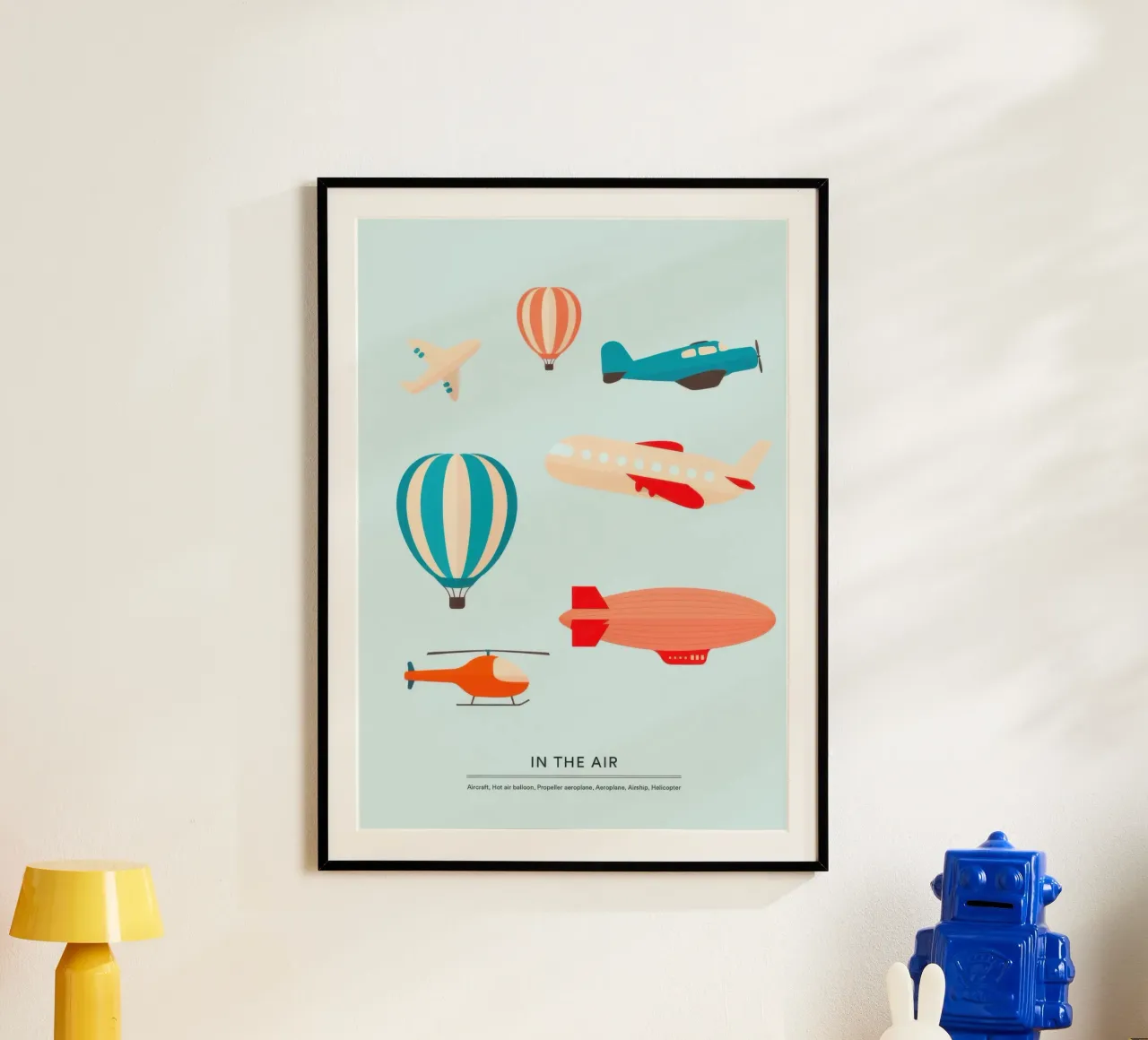 Nell'aria poster con telaio in legno da KIds Idea