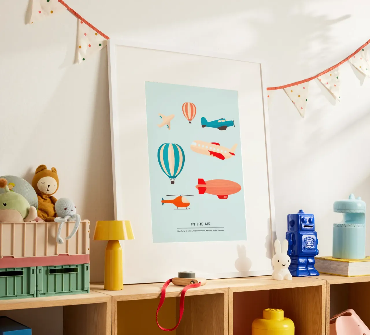 Nell'aria poster con telaio in legno da KIds Idea