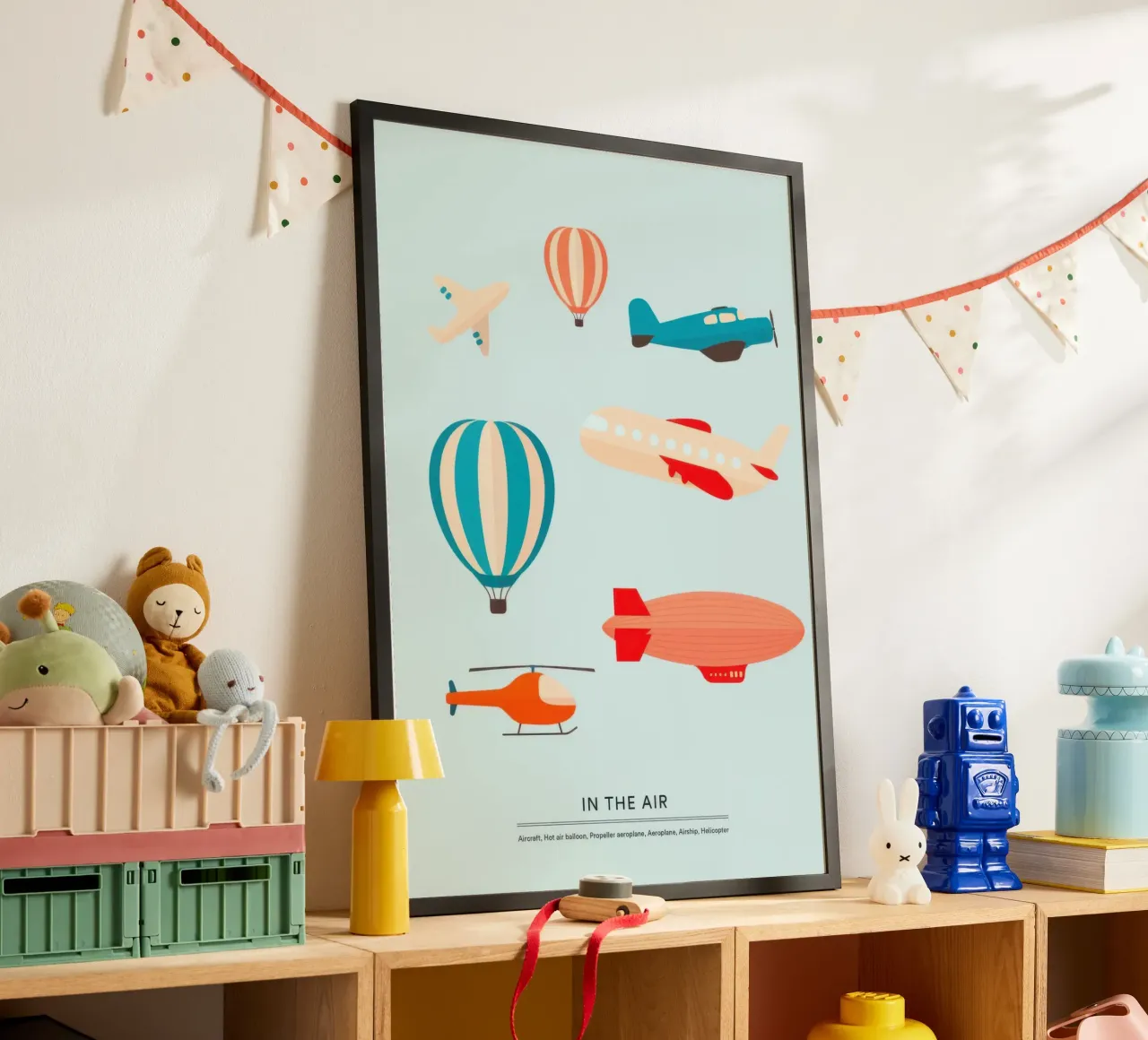 Nell'aria poster con telaio in legno da KIds Idea