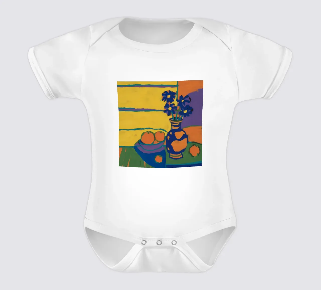 Orange Dress Old Town short-sleeve baby romper by Stone Decade