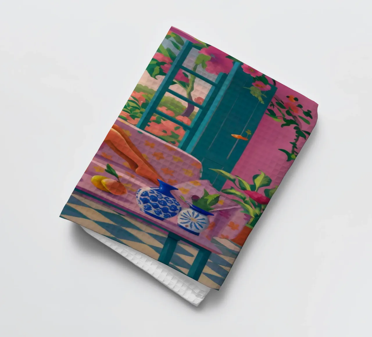Abstract Window Stillness tea towel by Marigold Tiga