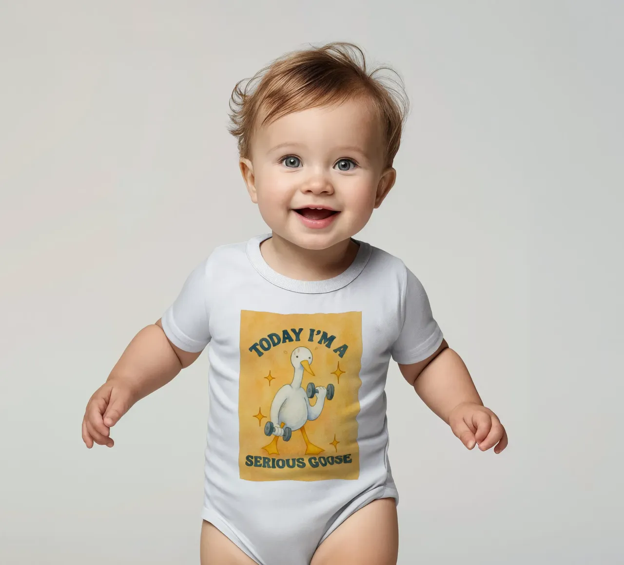 Today I'm A Serious Goose short-sleeve baby romper by onerules