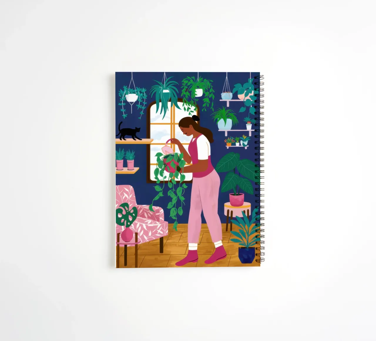 Pink Sofa Blue Art spiral notebook by Marigold Tiga