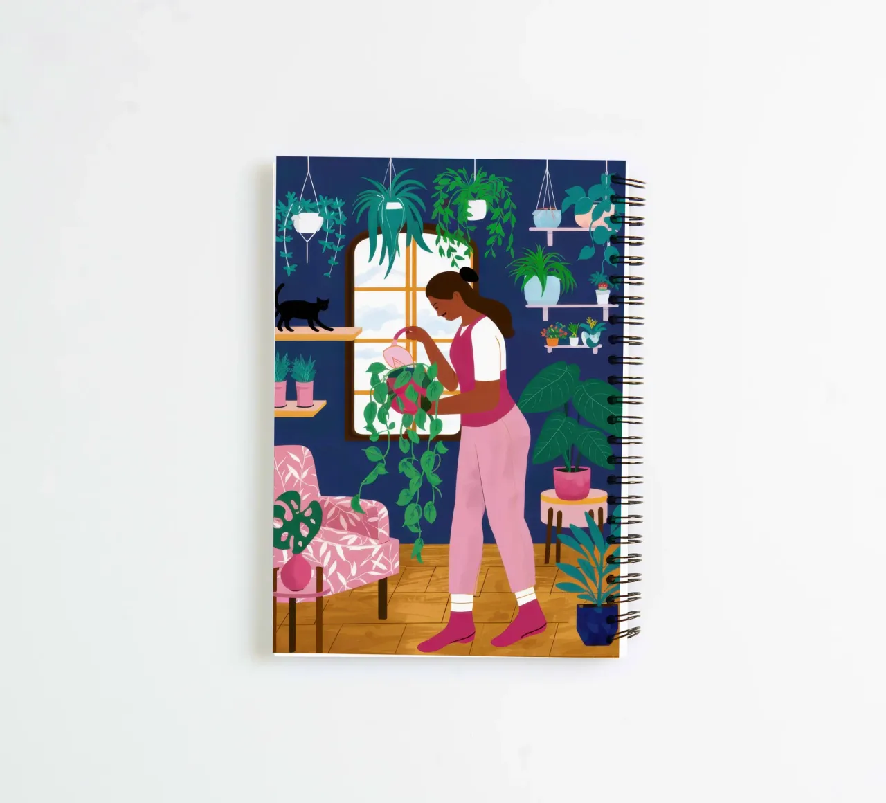Pink Sofa Blue Art spiral notebook by Marigold Tiga
