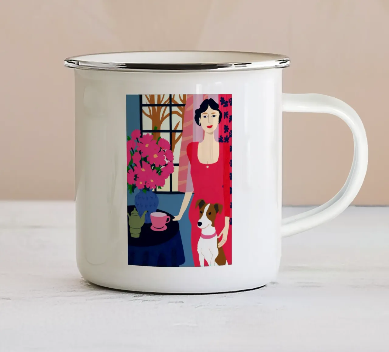 Maglione arancione Daisy tazza in smalto da Marigold Tiga