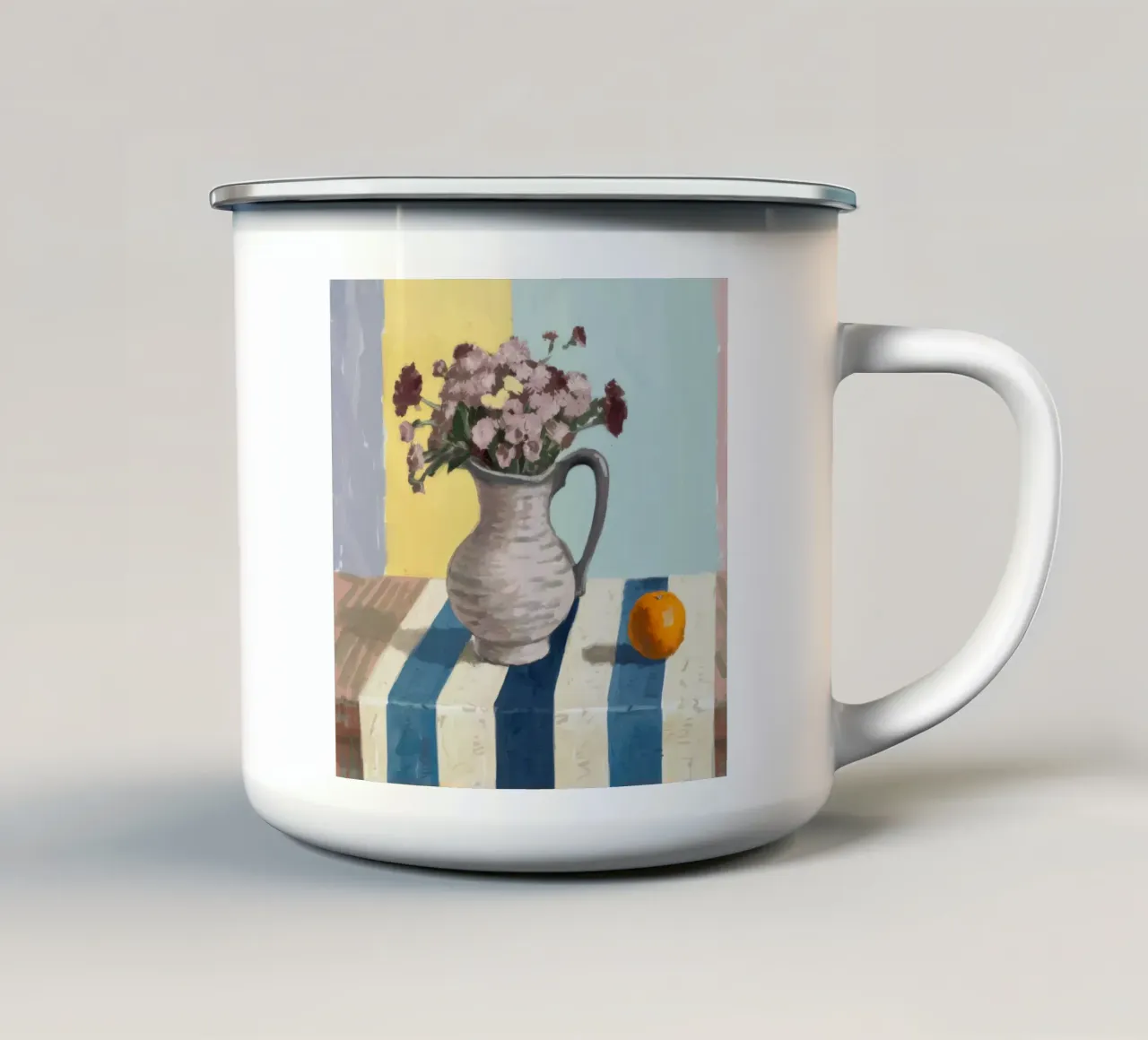 Tavolo a righe Tangerine tazza in smalto da Stone Decade
