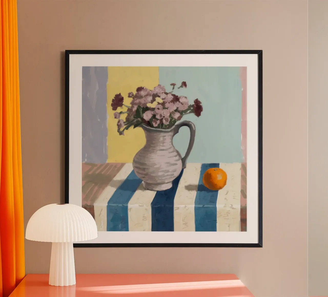 Tavolo a righe Tangerine carta hahnemühle da Stone Decade