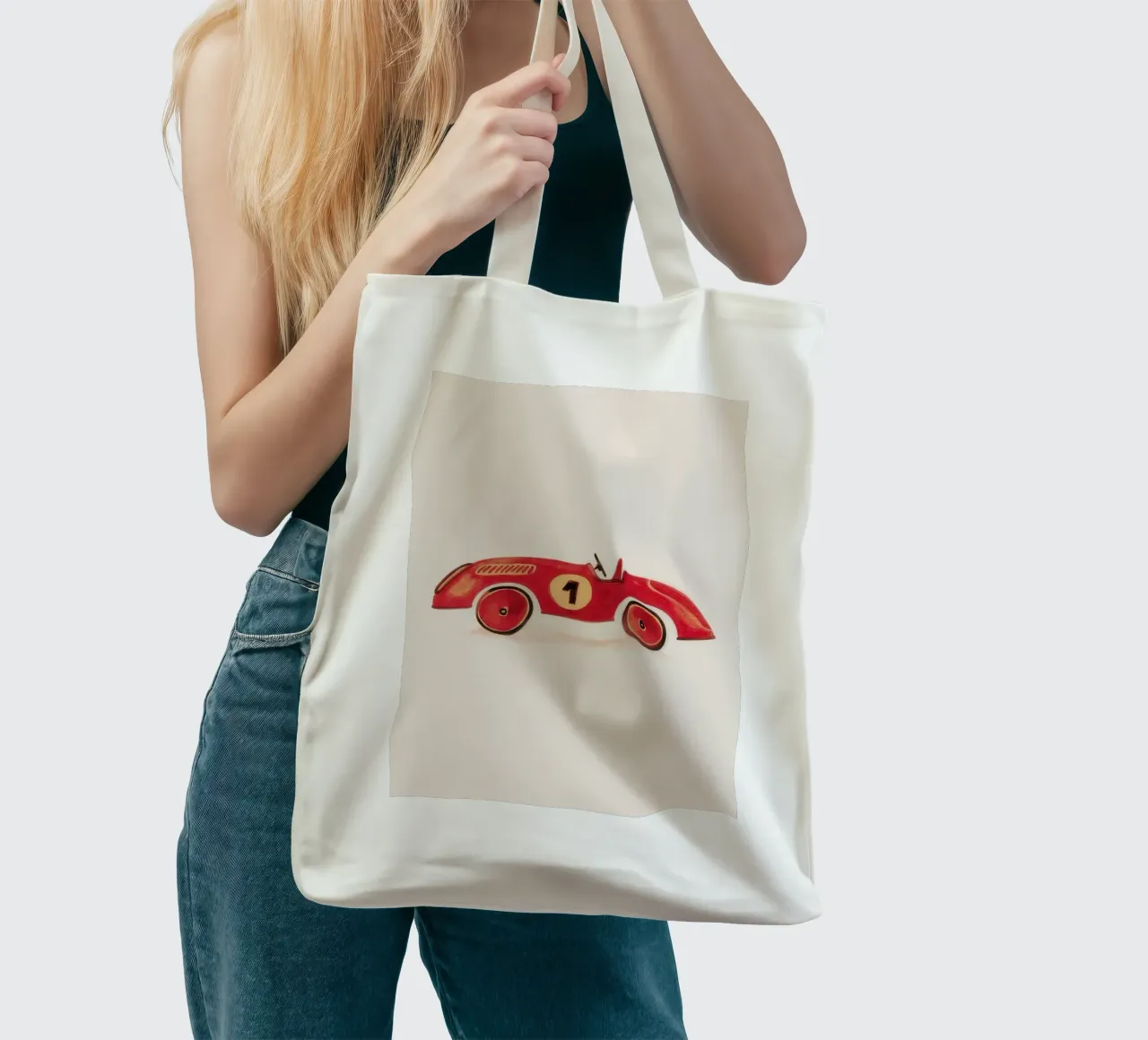 Auto da corsa rossa borsa in juta da KIds Idea