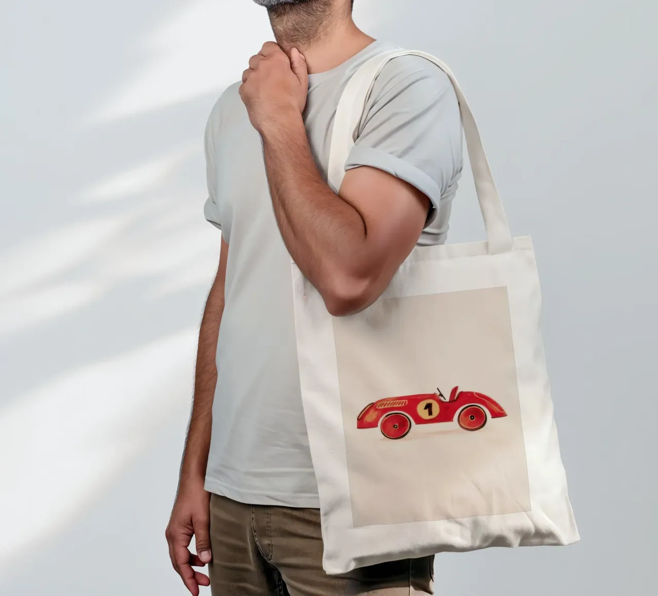 Auto da corsa rossa borsa in juta da KIds Idea