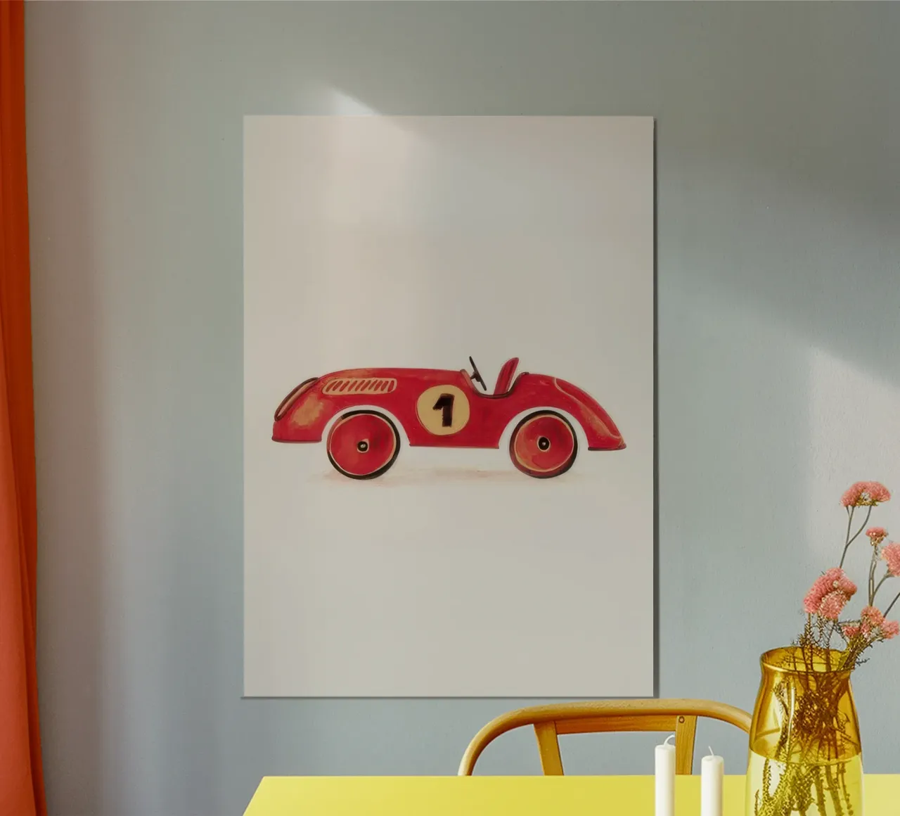 Red Racer Car poster with plastic frame by KIds Idea