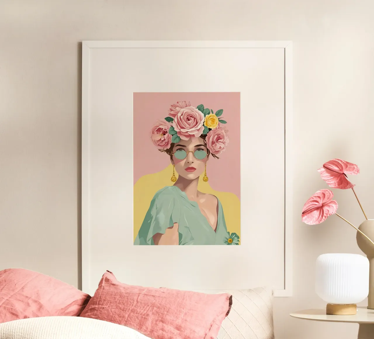 Portrait de femme - Dolce Vita poster with aluminum frame by Idées & Création