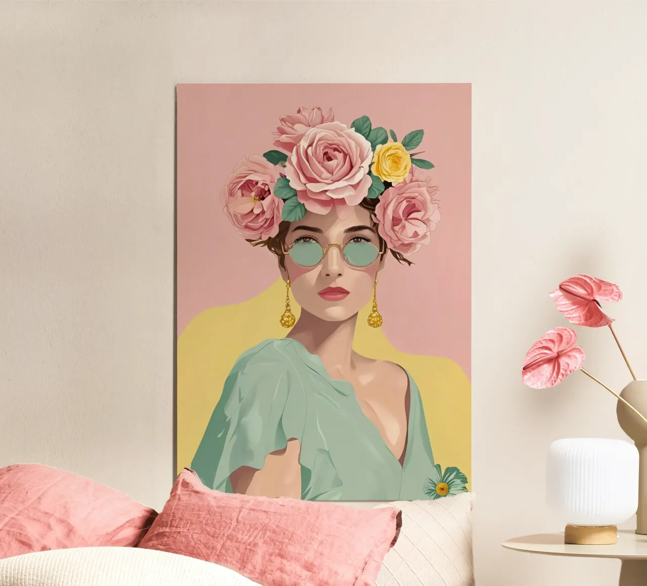 Portrait de femme - Dolce Vita poster with aluminum frame by Idées & Création