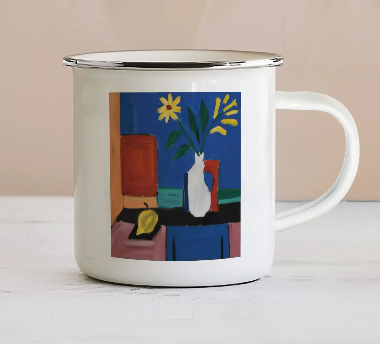 Vaso blu Pera rossa tazza in smalto da Stone Decade