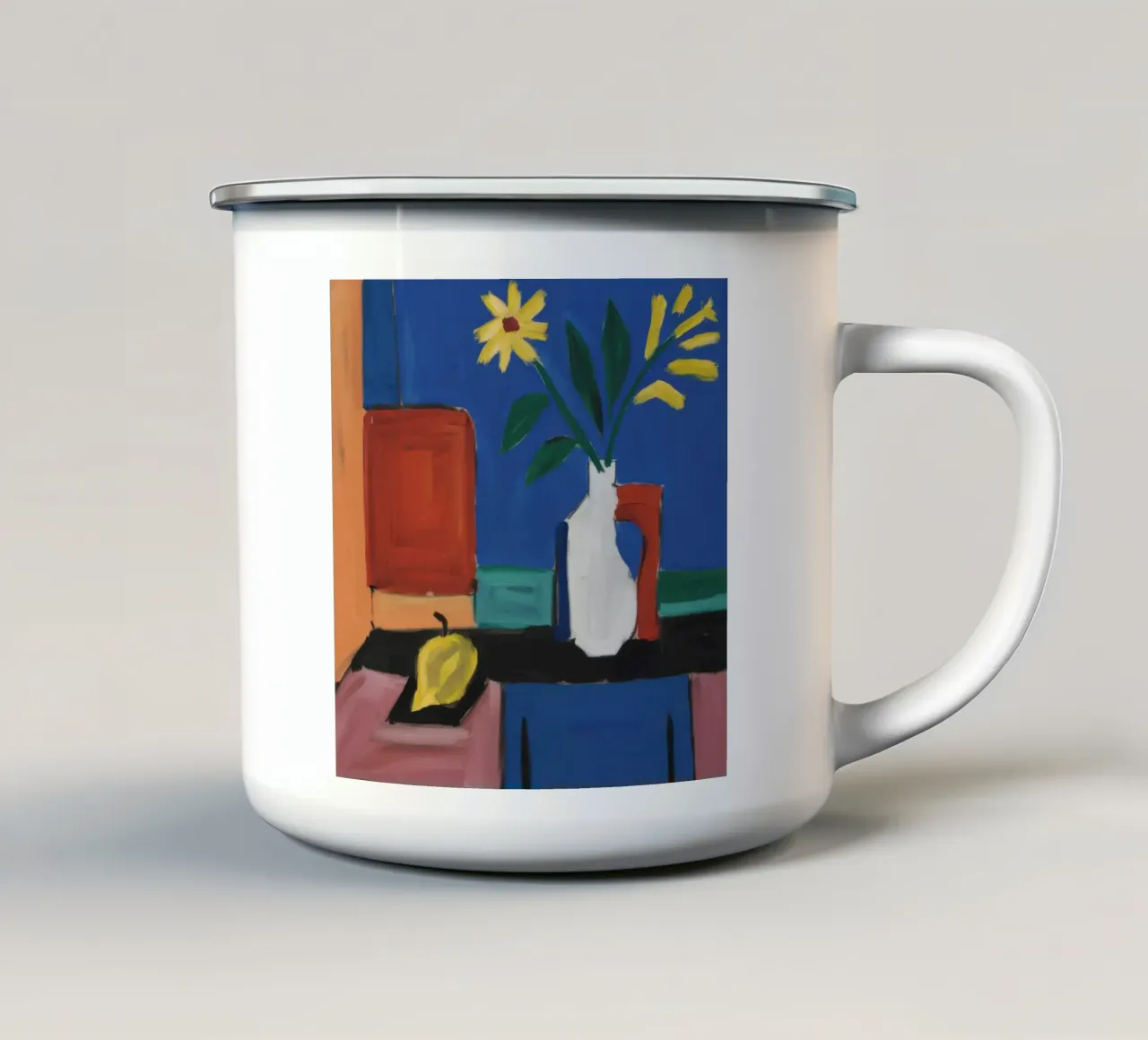 Vaso blu Pera rossa tazza in smalto da Stone Decade