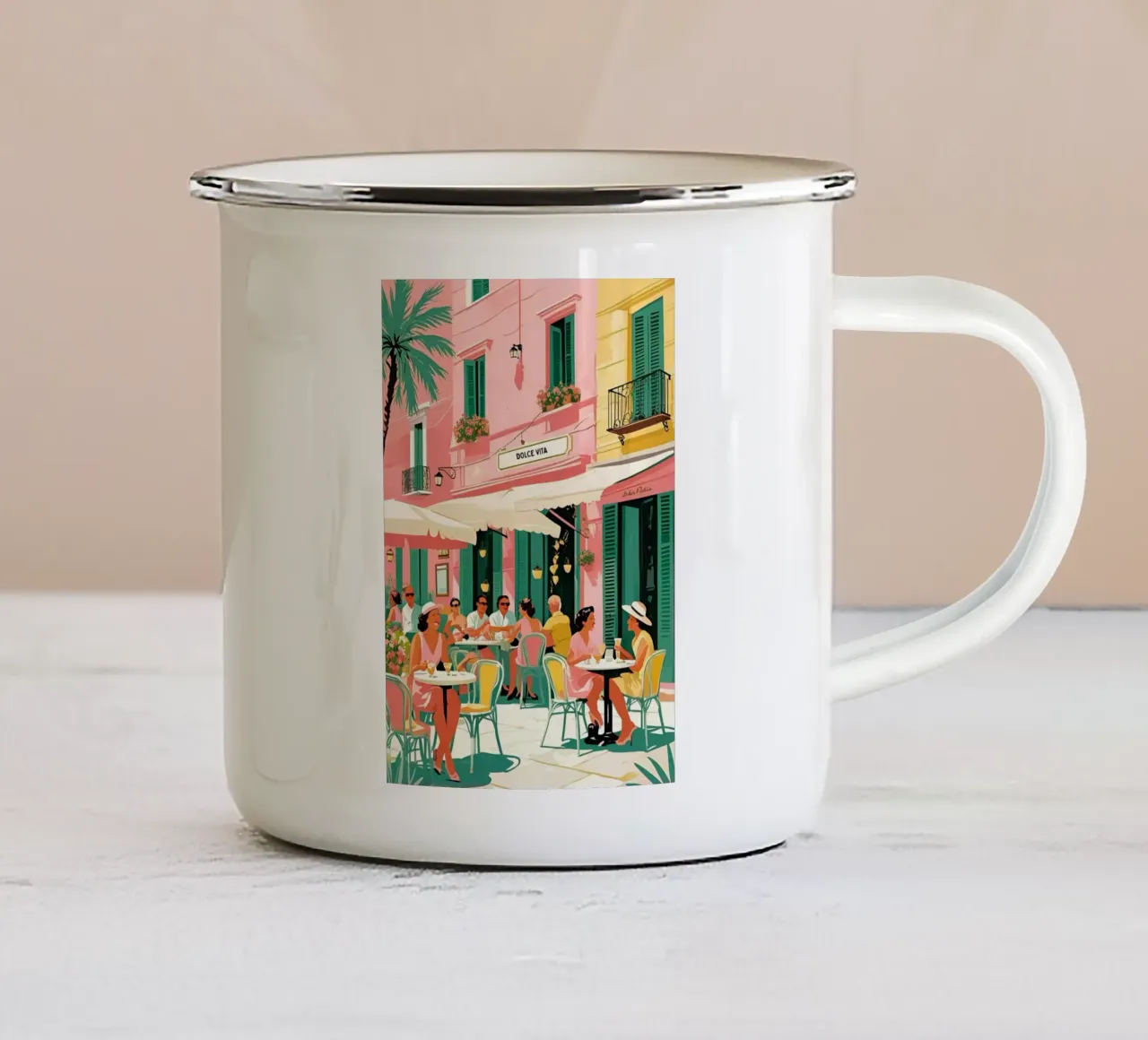 Scène de vie - La dolce vita tazza in smalto da Idées & Création