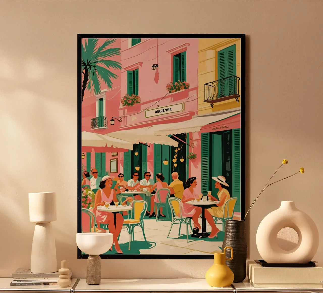 Scène de vie - La dolce vita poster with aluminum frame by Idées & Création