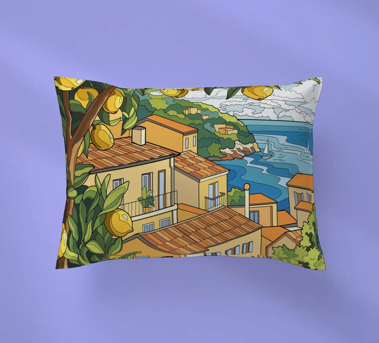 Limone in riva al mare cuscino da Fanya Art