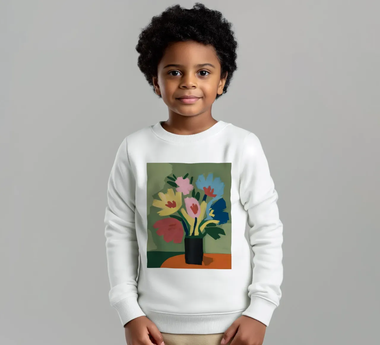 Black Vase Abstract Blooms kids sweatshirt by Stone Decade
