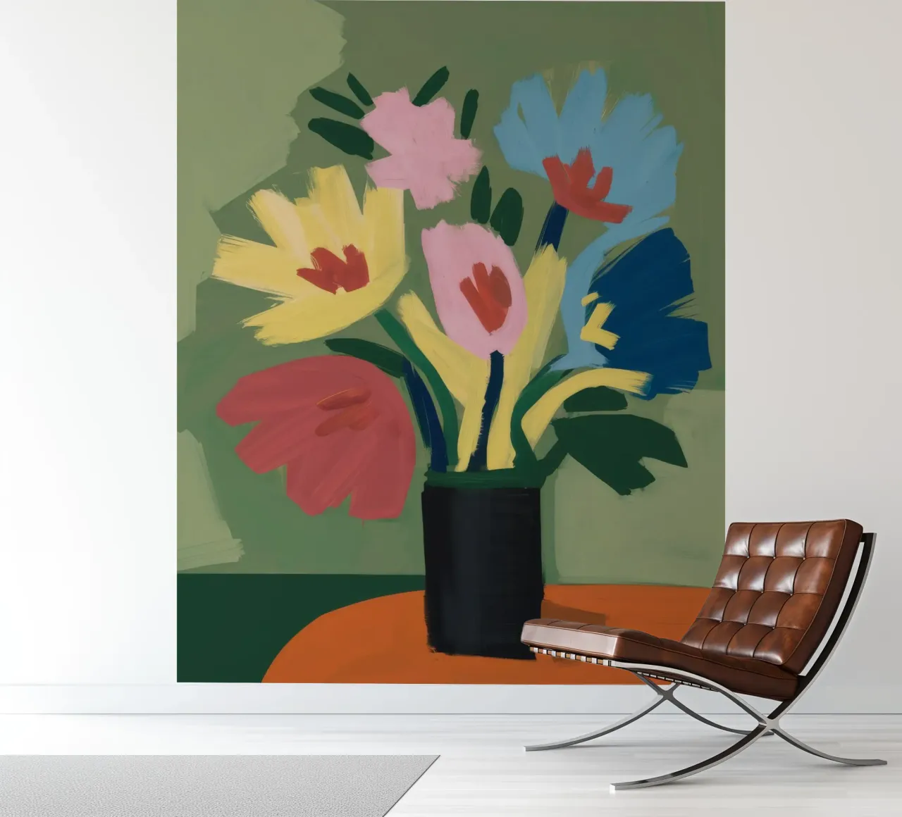 Black Vase Abstract Blooms photo wallpaper by Stone Decade