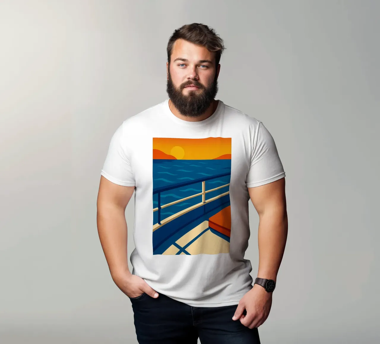 SUNSET CRUISE - The design version of absolute calm t-shirt by JETLAG | affiches voyage